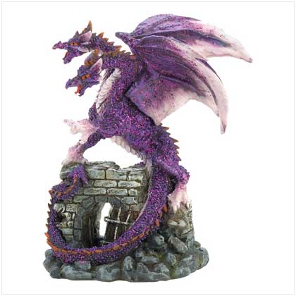 Amethyst Dragon Figurine'821 Delicately painted in shades of purple and 